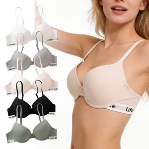 Comfortable seamless push-up bra in multi-colors, soft breathable everyday underwear detail.