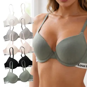 Detailed view of the soft padded push-up bra featuring adjustable straps and elastic band.