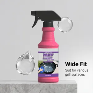 Détail du spray nettoyant pour barbecue, idéal pour éliminer la graisse tenace des grilles.