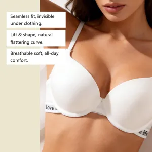 Comfortable seamless push-up bra in crisp white, offering invisible fit and natural curves.