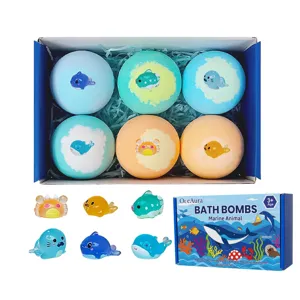 OceAura zeedieren badbruisballen cadeauset met zes kleurrijke geurballen en leuke speeltjes.