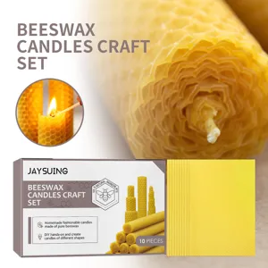Feuilles de Cire d'Abeille DIY Faites Main Rouleau de Cire Nid d'Abeille Naturel pour Fête de Noël Décoration de Maison