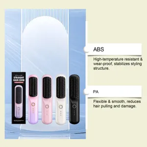 Wireless portable straight hair comb set with four color options for daily styling and care.