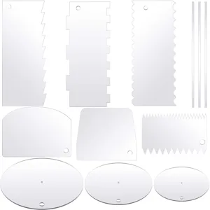 Ensemble de Grattoirs à Gâteaux en Acrylique Transparent Grattoir Lissant pour Disques de Gâteau Outils de Décoration de Pâtisserie Accessoires de Cuisine