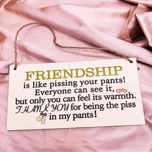 Funny Wooden Friendship Hanging Sign Decorative Plaque Quote Door Sign Rustic Home Wall Decor Gift For Friends