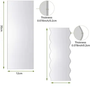 Transparent acrylic cake scraper dimension detail view showing height width and thickness specifications.