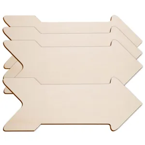 Señales de flecha de madera sin terminar manualidades DIY paquete de 4 recortes de flecha de madera