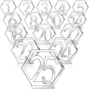 Acrylic Mirror Gold Silver Hexagonal Hollow Table Numbers Wedding Party Bar Cafe Table Place Cards Seating Signs Decor