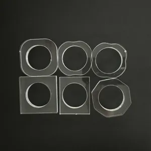 Clear acrylic napkin rings set, various geometric shapes for wedding party dinner table decor.