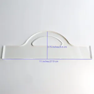 Detalle de plantilla acrilica transparente para manija de tabla de cortar guia 11x3.75 pulgadas.
