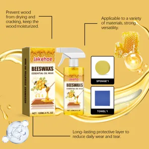 JAKEHOE wood polish beeswax spray set with sponge and towel, prevents wood drying and cracking.