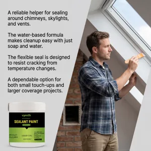 Pintura selladora impermeable en tarro de 300g, ideal para tragaluces, chimeneas y grietas.