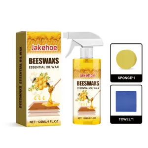 JAKEHOE Wood Polish Beeswax Spray 120ml with Cleaning Sponge and Towel for Wood Care and Maintenance