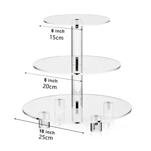 soporte para pasteles redondo de acrilico transparente de 3 niveles para fiesta boda 15cm