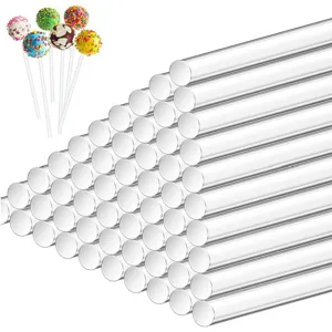 100 bastoncini per lecca lecca in acrilico trasparente per cake pops e cioccolato.