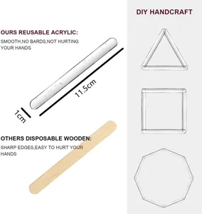 Reusable clear acrylic popsicle sticks craft sticks for DIY handmade projects 11.5cm
