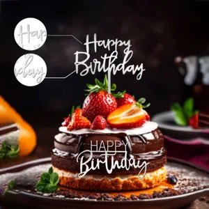 Καθρέφτης ακρυλικό topper τούρτας Happy Birthday για τη διακόσμηση πάρτι γενεθλίων.