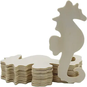Forme d'hippocampe en bois brut non fini tranche de bois vierge pour décoration de fête DIY