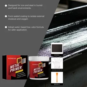 Black metal primer for iron and steel 300g with brush sandpaper and gloves for rust protection