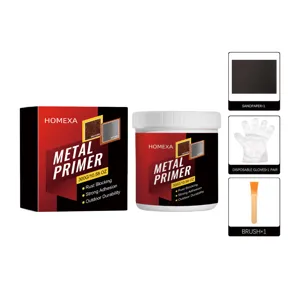 HOMEXA 300G Metal Primer for Steel and Iron, Rust Proof Paint with Brush Gloves and Sandpaper.