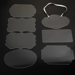 Letreros colgantes de acrilico transparente con cinta, ideales para decoracion de bodas DIY.