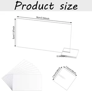 Detalle de dimensiones de cartel de mesa de acrílico transparente, tarjeta de sitio y fiesta DIY.