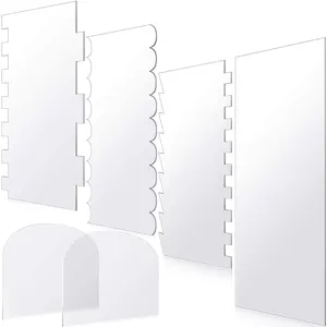 Transparent Acrylic Cake Scraper Set Frosting Cream Smoother Edge Decorating Combs Baking Pastry Fondant Tools
