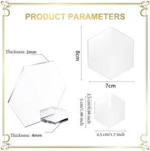 Clear acrylic hexagon table sign with slot base for wedding parties, DIY blank place cards 10pcs