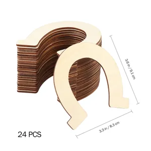 24 piezas de herradura de madera sin terminar, colgantes de madera en forma de U para manualidades.