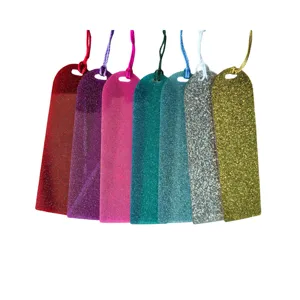 Marcapáginas de acrílico con purpurina DIY y borlas coloridas, marcapáginas en blanco.
