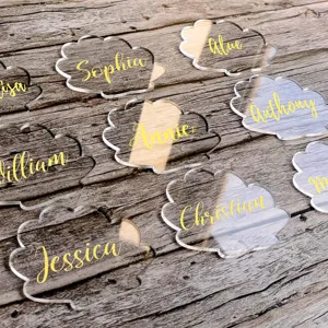 20pcs Clear Acrylic Place Cards Wedding Guest Table Name Cards Party Food Labels