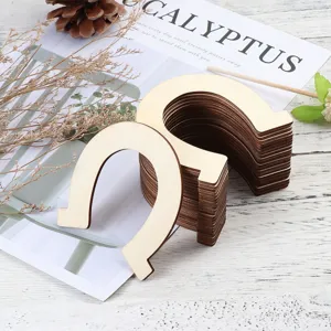 Forma de herradura de madera Piezas artesanales DIY Colgantes colgantes decoración 24pcs