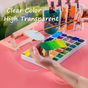 Detailaufnahme der klaren Acryl-Farbpalette mit ergonomischem Daumenloch für die Kunst.