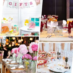Clear acrylic hexagon table signs detail view, perfect for wedding and party decorations.