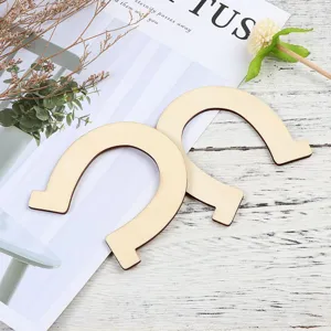 Recortes de herradura de madera para manualidades DIY, rodajas de madera para decoración.