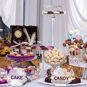 Clear acrylic shell place cards detail view, perfect for wedding and party food labels display.