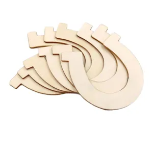Piezas de madera en forma de herradura colgantes de madera DIY artesanías de madera en forma de U