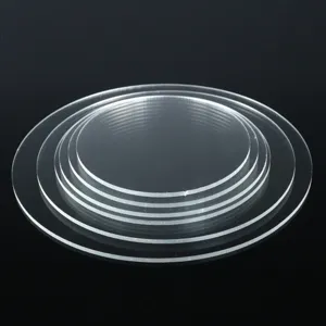 Disque rond acrylique transparent vue de detail, plateau de presentation pour usage DIY.