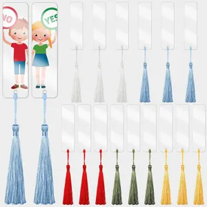 Juego de Marcadores de Libros Rectangulares de Acrílico Con Borlas de Colores Marcadores Transparentes para Bricolaje