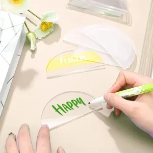 10pcs Tarjetas de Sitio de Acrílico Semi-Círculo Transparente DIY Boda Mesa Número
