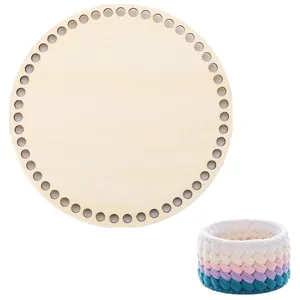 Base de panier au crochet en bois rond bricolage sac fait main fond tissage disque en bois