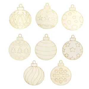 Ornements de boules de Noël en bois non finis, 8 styles de décorations suspendues DIY de fête.