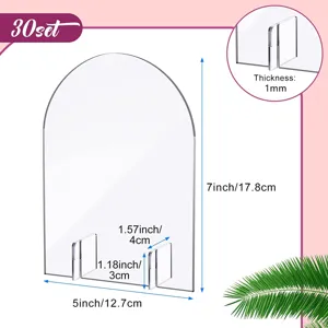 Placa de arco acrílico transparente con soporte números de mesa de boda 30 piezas