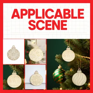 Boules de Noël en bois brut non fini à suspendre, décorations ajourées pour le sapin de Noël.