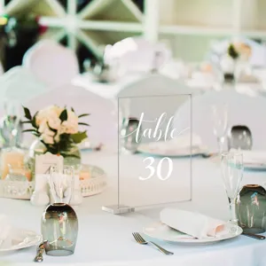 Cartel de número de mesa de acrílico transparente para decoración de bodas banquetes fiestas.