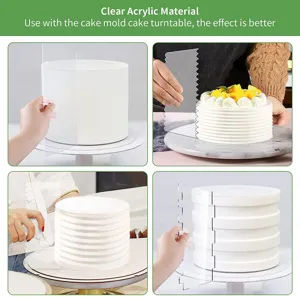 Klares Acryl Tortenschaber Set, 10 Stk. DIY Randglätter für Küchenbackwerkzeuge Detail.