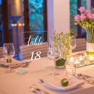 Letrero de numero de mesa de boda de acrilico transparente para decoracion de fiesta.