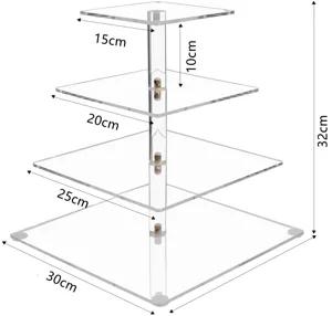 4 tier clear acrylic square cupcake display stand pastry dessert shelf for party wedding