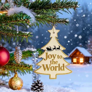 Adorno colgante de árbol de Navidad de madera letrero de decoración DIY con cuerda para fiesta