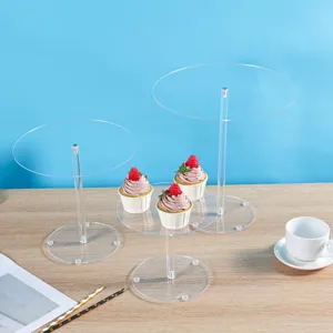 Transparant acryl cupcake standaard set, 3 laags ronde dessert plank voor feest bruiloft